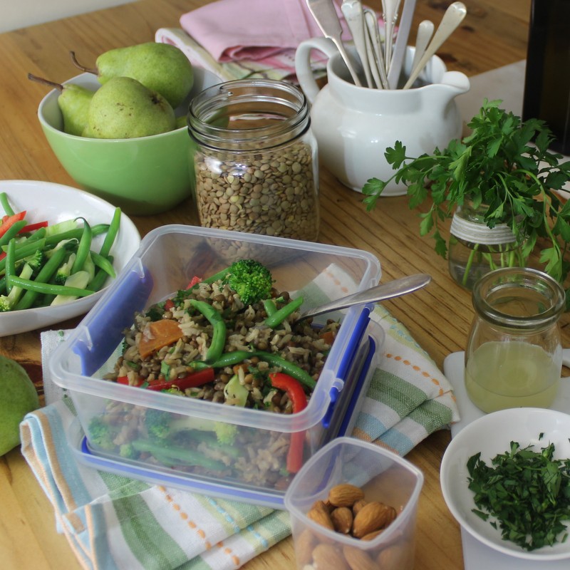 Lunch box - Brown rice with lentils